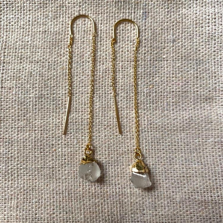 Oorbellen bergkristal — 14/20 gold filled